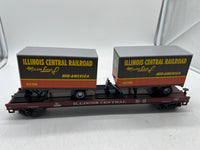 MTH Premier 20-98138 Illinois Central Flat Car w/ trailers O SCALE. Like New