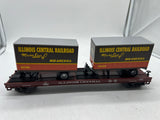 MTH Premier 20-98138 Illinois Central Flat Car w/ trailers O SCALE. Like New