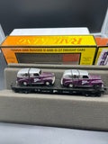 MTH 30-76002 MTHRRC-2001 Flat car with Ertl '51 Panel Vans O Scale USED AS IS