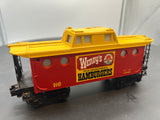 Lionel  6-6449 Wendy's Old Fashioned Hamburgers Red /Yellow caboose 027 O SCALE Used Excellent Damaged Box