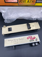 MTH 30-76092 Pittsburgh Brewing Company Flat Car with Trailer USED Weathered R1 AS IS NO RETURNS