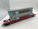 MTH 20-95174 Northwestern Oklahoma Husky Stack Intermodal Car w Maersk Containers O SCALE NEW Damaged Box