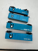 SET OF 4 CARS ROCK ROCK ISLAND BLUE LATCH COUPLERS HO SCALE Used Excellent No Box