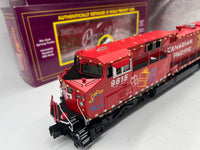 MTH 20-21161-1, 20-92237 Canadian Pacific CP Holiday Train Diesel Engine w/Proto-Sound 3.0 and 4-Car Set 50' Dbl. Door Plugged Boxcar (Set of 1 engine, 4 cars) Lighted O Scale Limited Edition Like New