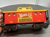 Lionel  6-6449 Wendy's Old Fashioned Hamburgers Red /Yellow caboose 027 O SCALE Used Excellent Damaged Box