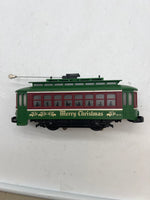 MTH Green Christmas Trolley O SCALE Used Excellent No Box