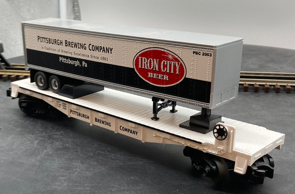 MTH Railking 30-76110 Iron City RailKing Flat Car w/40' Trailer O SCALE Like New Damaged Box