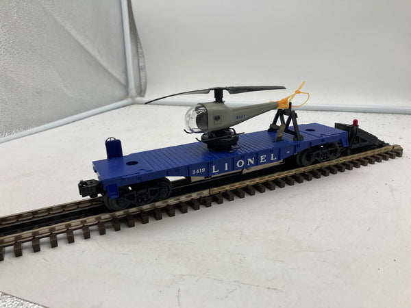 Lionel PWC 3419 dark blue helicopter launcher with gray navy helicopter 6-19891 O SCALE NEW