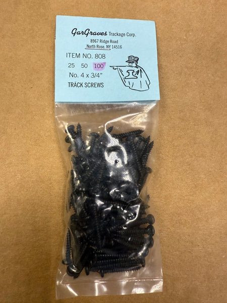 GarGraves 808-100 Track Screws No. 4 x 3/4" package of 100 Limited NEW