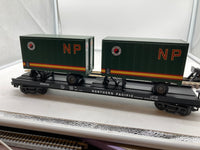 MTH Premier 20-98105 Northern Pacific Flat Car with 2 20ft. trailers. O SCALE NEW