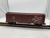 Weaver 1652 O SCALE Burlington RTE. Steel side box car Like New