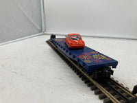 Lionel 6-19444 flatcar with Volkswagen VW Bug AZ O SCALE Like New Damaged Box