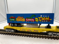 MTH Railking 30-7675 I Love Toy Trains Flat Car w/Trailer - TM Books & Video . O SCALE Used Excellent