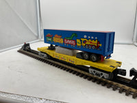 MTH Railking 30-7675 I Love Toy Trains Flat Car w/Trailer - TM Books & Video . O SCALE Used Excellent