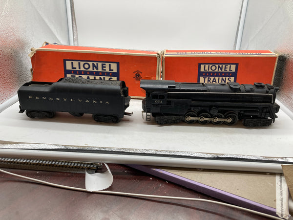 Lionel Postwar 671 locomotive with smoke chamber & 2046w tender as is O SCALE Used Damaged Box