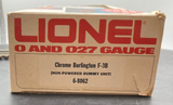 Lionel 6-8062 Burlington F-3B Chrome Non-powered Dummy Unit O SCALE Used Excellent Damaged Box