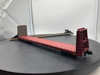 Atlas 2001701-4 BNSF 62' Bulkhead Flat Car Trainman O Scale Like New Damaged Box