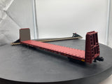 Atlas 2001701-4 BNSF 62' Bulkhead Flat Car Trainman O Scale Like New Damaged Box