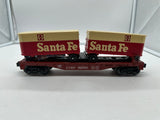 Lionel trains Santa Fe 6-81660 flat car with 2 ATSF piggyback trailers #92570 box O SCALE Like New