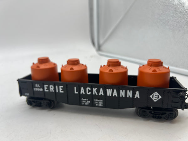 Lionel 6-26649 Gondola w/ 4 Canisters Erie Lackawanna  O SCALE  NEW