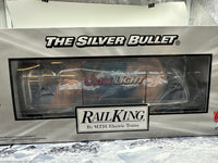 MTH 30-1433-1 Coors Light Silver Bullet Train Set with 30-78061, Includes Rare Tail Car Not Included In Orignal Set, with Proto-Sound 2.0 O Scale LIMITED NEW