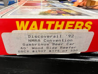 Walthers Discoverail 92 NMRA Convention Gambrinus Beer Car 40' Wood Side Reefer GBCX #1907 HO SCALE