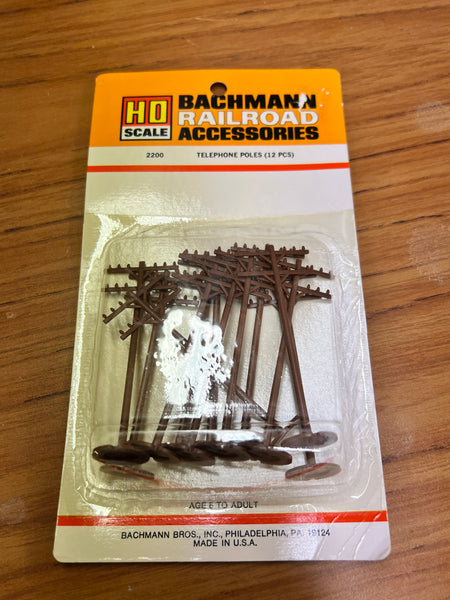 Bachman 2200 Railroad Accessories pack Telephone Poles HO SCALE