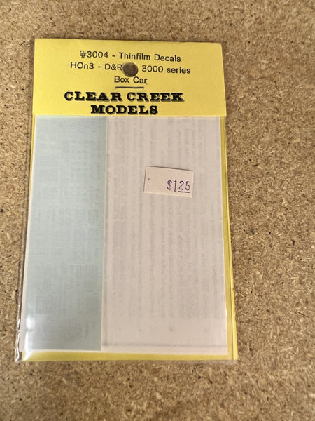 ThinFilm Decals 3004 Hon3 D&RGW 3000 Series (Clear Creek Models) HO SCALE