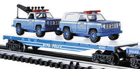 K-Line k691-8019 NYPD Police Flat Car w/ die cast SUV & Tow Truck O SCALE NEW