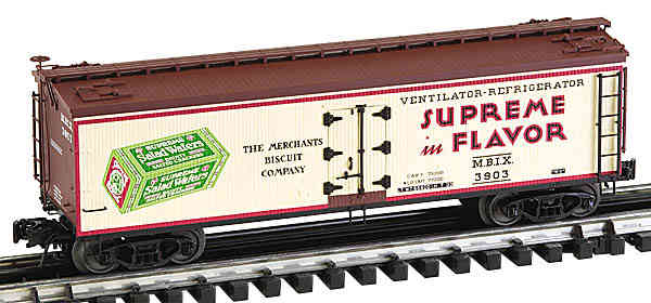 K-Line K742-8019 Merchants Biscuit Wood-Sided Reefer M.B.I.X. 3903 O SCALE NEW