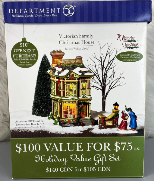Department 56 56.58717 Victorian Family Christmas house-- gift set-- Dickens village series