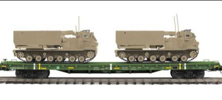 MTH Premier 20-92283C U.S. Army 60 Flat Car w/(2) M270 Rocket Launcher Vehicles O Scale NEW