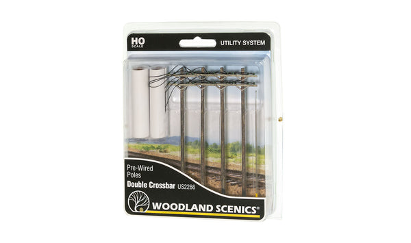 Woodland Scenic WDS US2266  WDS2266 Pre-Wired Poles - Double Crossbar - HO Scale NEW