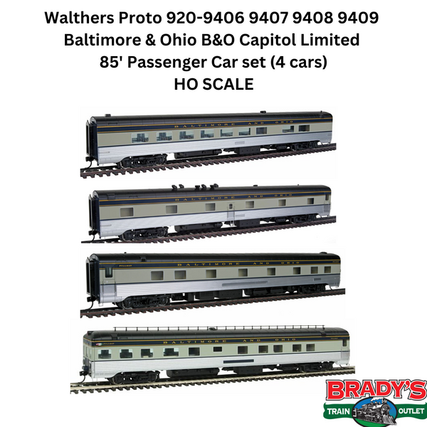 Walthers Proto 920-9406 9407 9408 9409 Baltimore & Ohio B&O 85' Passen