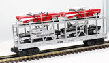 MTH Railking 30-7656 Auto Transportation Auto Carrier Flat Car - Black & Red  '57 Chevys O SCALE Like New