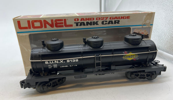 Lionel 6-9138 Sunoco Triple Dome Black Tank Car O SCALE Used Excellent
