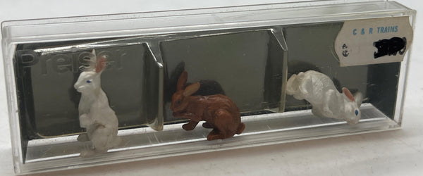 PREISER 1/25 SCALE RABBITS (3) (# 5318) - G SCALE NEW rabbit colors / styles vary