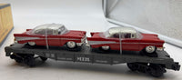 MTH Railking 30-7610 MTH w/57 Chevys RailKing Flat Car Scale O SCALE Like New