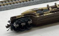Bachmann 71397 52' CENTER-DEPRESSED FLAT CAR - DESERT MILITARY WITH MISSILE N SCALE Like New
