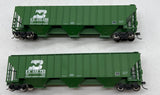 Atlas HO2503 HO Scale 2503 Assorted Lot-- 2 Burlington Northern BN 3 Bay Hoppers w/ Kadee Couplers  Used Excellent No Box
