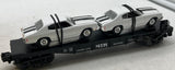 MTH Railking 30-7680 MTH Transport Flat Car w/(2) 1970 Chevelle (White w/Black Stripe) O SCALE Like New