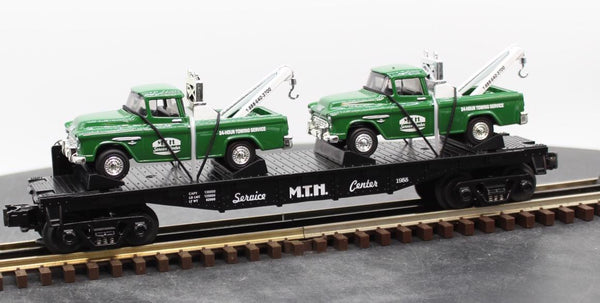 MTH Railking 30-7615 MTH Service Center RailKing Flat Car w/2 Tow Trucks O SCALE NEW