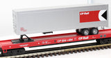 MTH Premier 20-98142 CP Rail Flat Car W/Trailer O SCALE Like New
