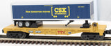 MTH 30-4233B CSX Flat Car w/ 40 ft. trailer O Scale Like New
