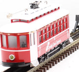 MTH Railking 30-5237 Christmas Bump-n-Go Trolley With LED Lights Candy Cane Express O SCALE Like New