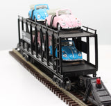 MTH Railking 30-76030 Auto Transportation Auto Carrier Flat Car W/4 VW Convertible Beetles O SCALE Like New