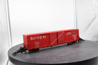 Atlas 7550 ATLAS BURLINGTON DECORATED ACF 60' D.D. AUTO PARTS BOX CAR 2 rail O SCALE WEATHERED (custom decorated) AS IS Used