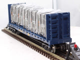 MTH Railking 30-76602 CSX RailKing Flat Car - w/Bulkheads & LCL Containers O SCALE Like New