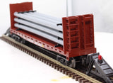 MTH Railking 30-76690 Western Maryland Flat Car - w/Bulkheads & Pipe Load O SCALE Like New