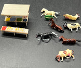 Merten Figures Farmer Market, Pedestrians, Animals (Horses/ Cows) Figures Set N SCALE Used Excellent Damaged Box